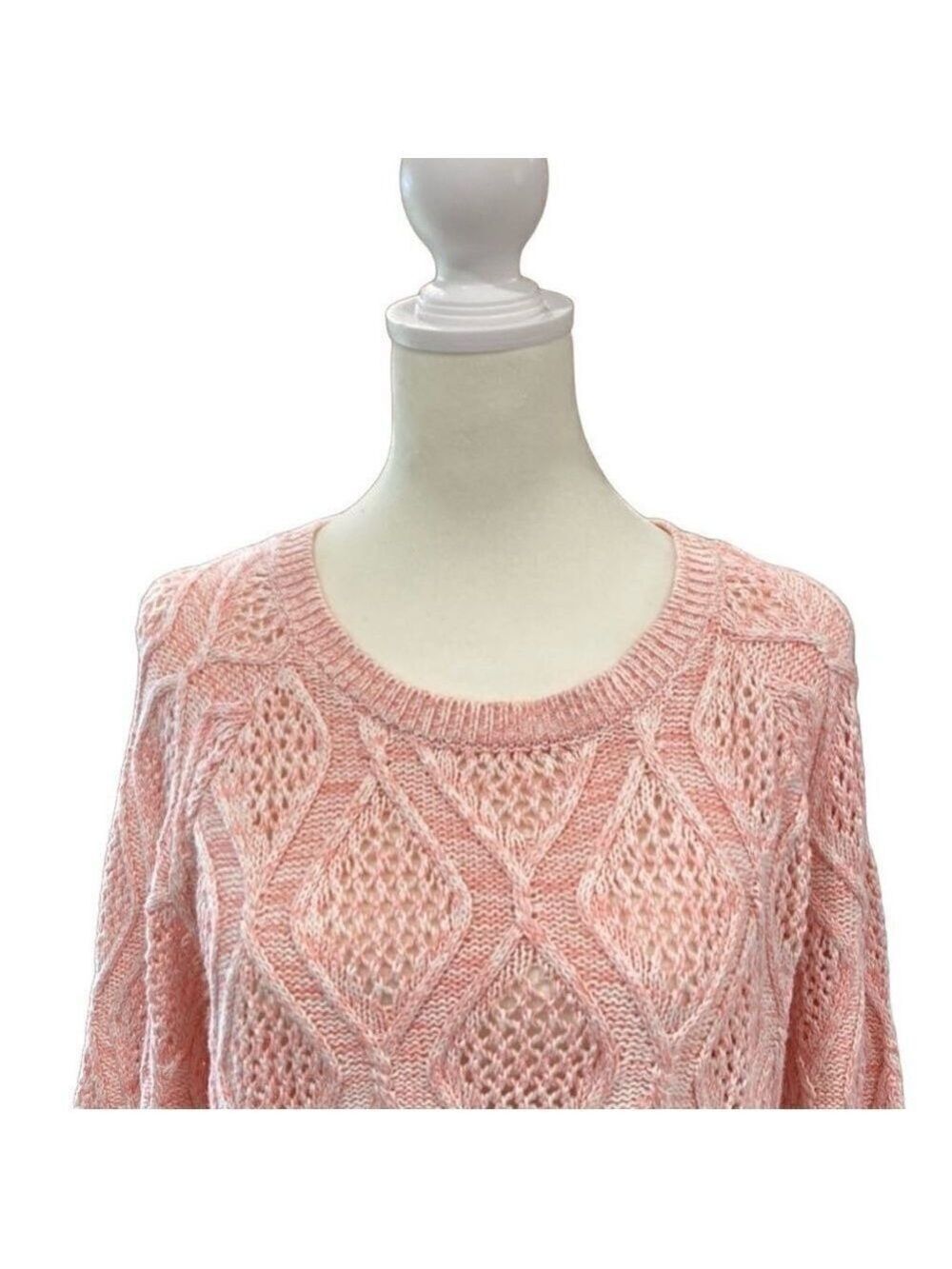 Sonoma Goods For Life Marled Cable Knit Diamond Pattern Sweater Pink Size Large - Picture 6 of 12